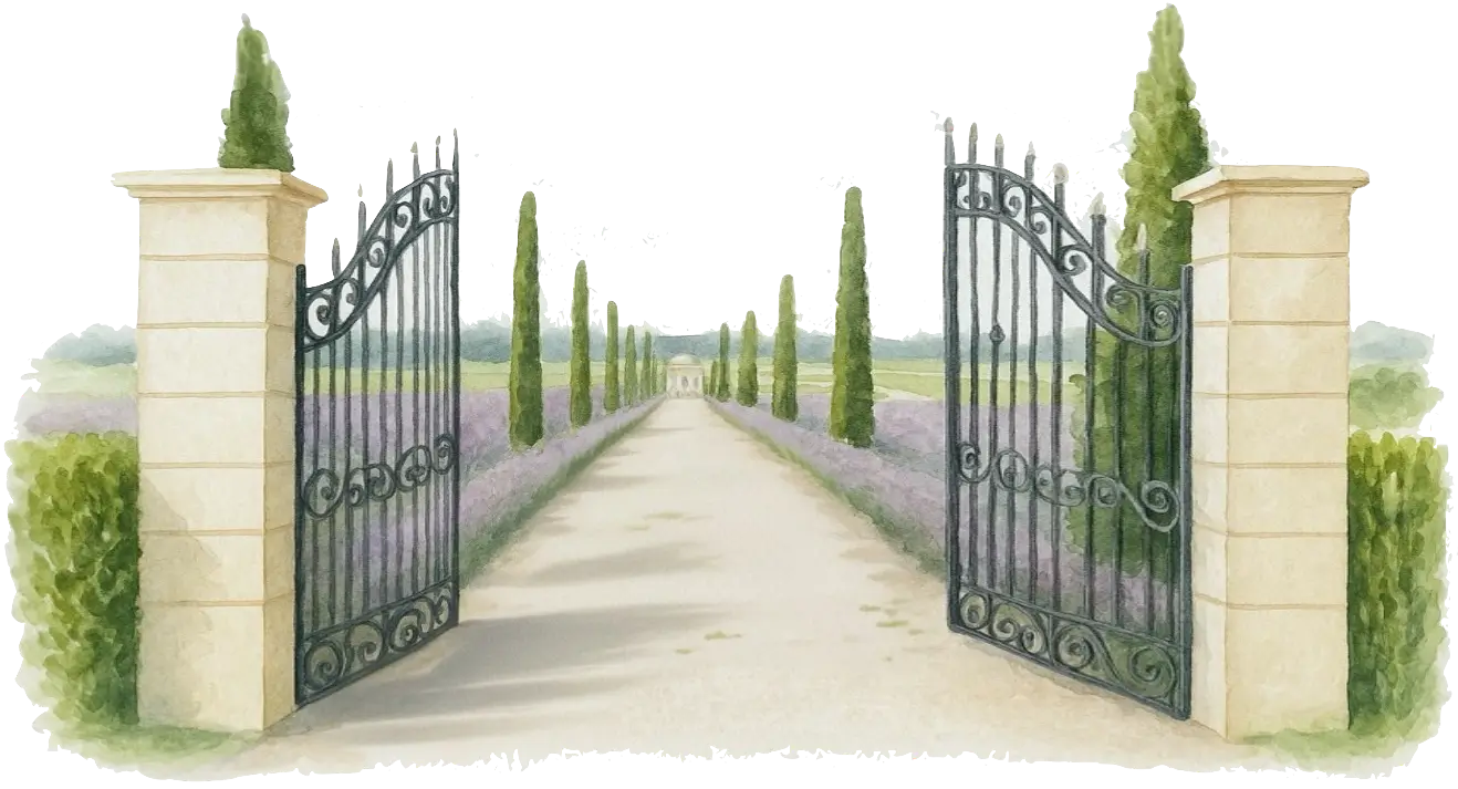 Garden with bride and groom