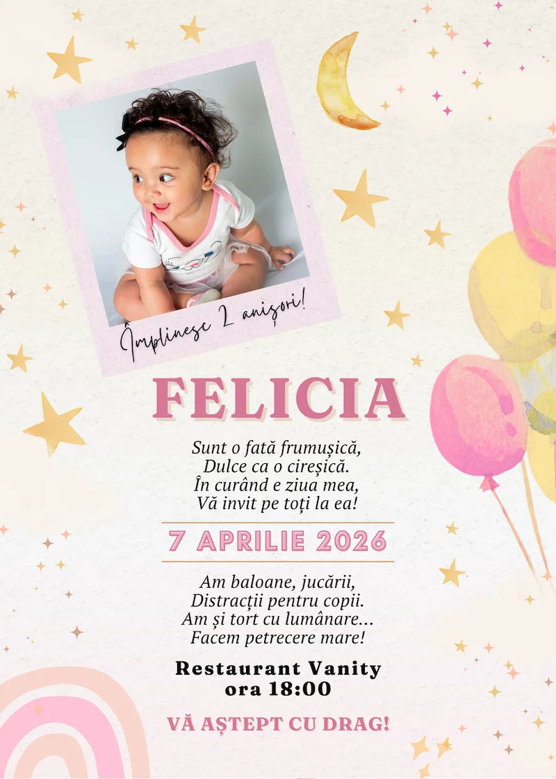 invitatie digitala zi de nastere fetita