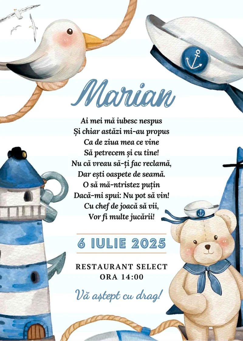 invitatie digitala zi de nastere marinar