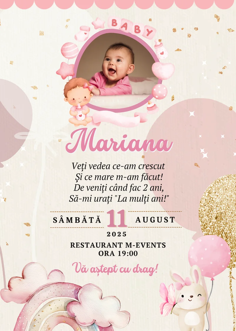 invitatie digitala zi de nastere confeti