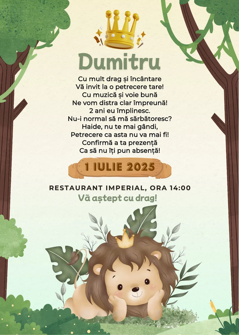 invitatie digitala zi de nastere lion king