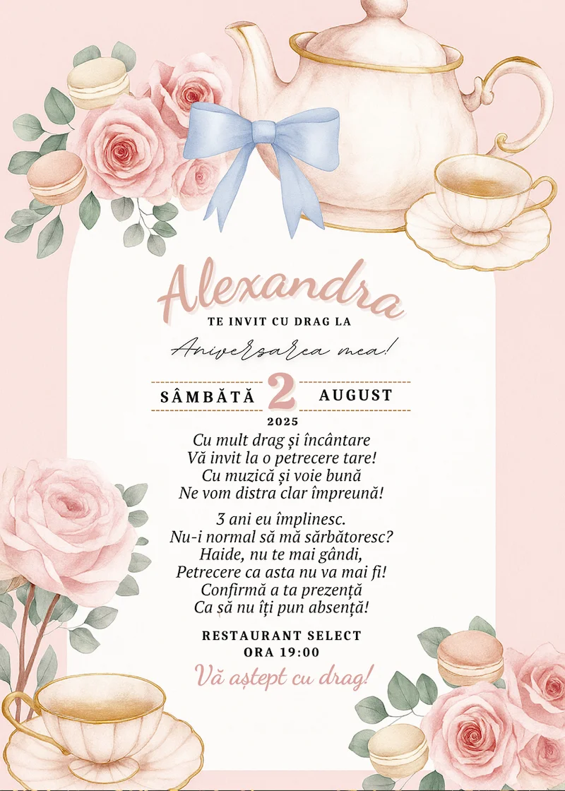 invitatie digitala zi de nastere alice in tara povestilor