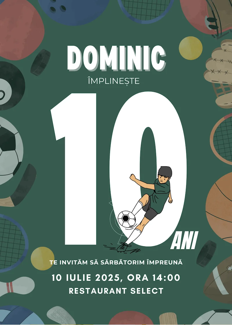 invitatie digitala zi de nastere fotbalist