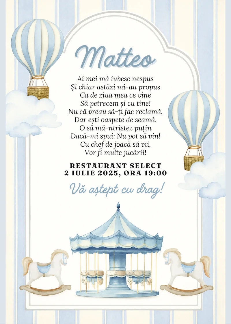 invitatie digitala zi de nastere carusel