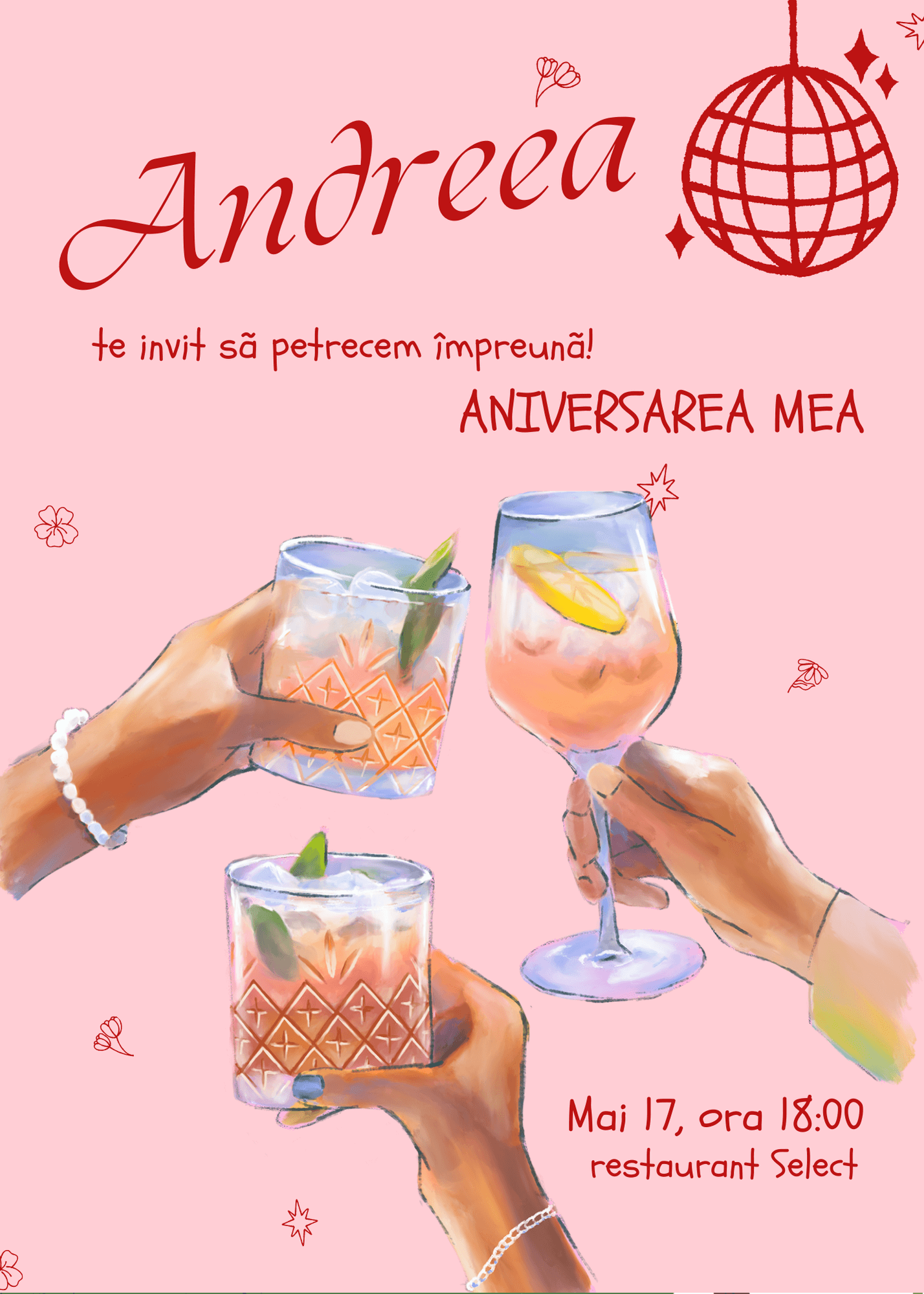 Invitatie digitala aniversare model 17