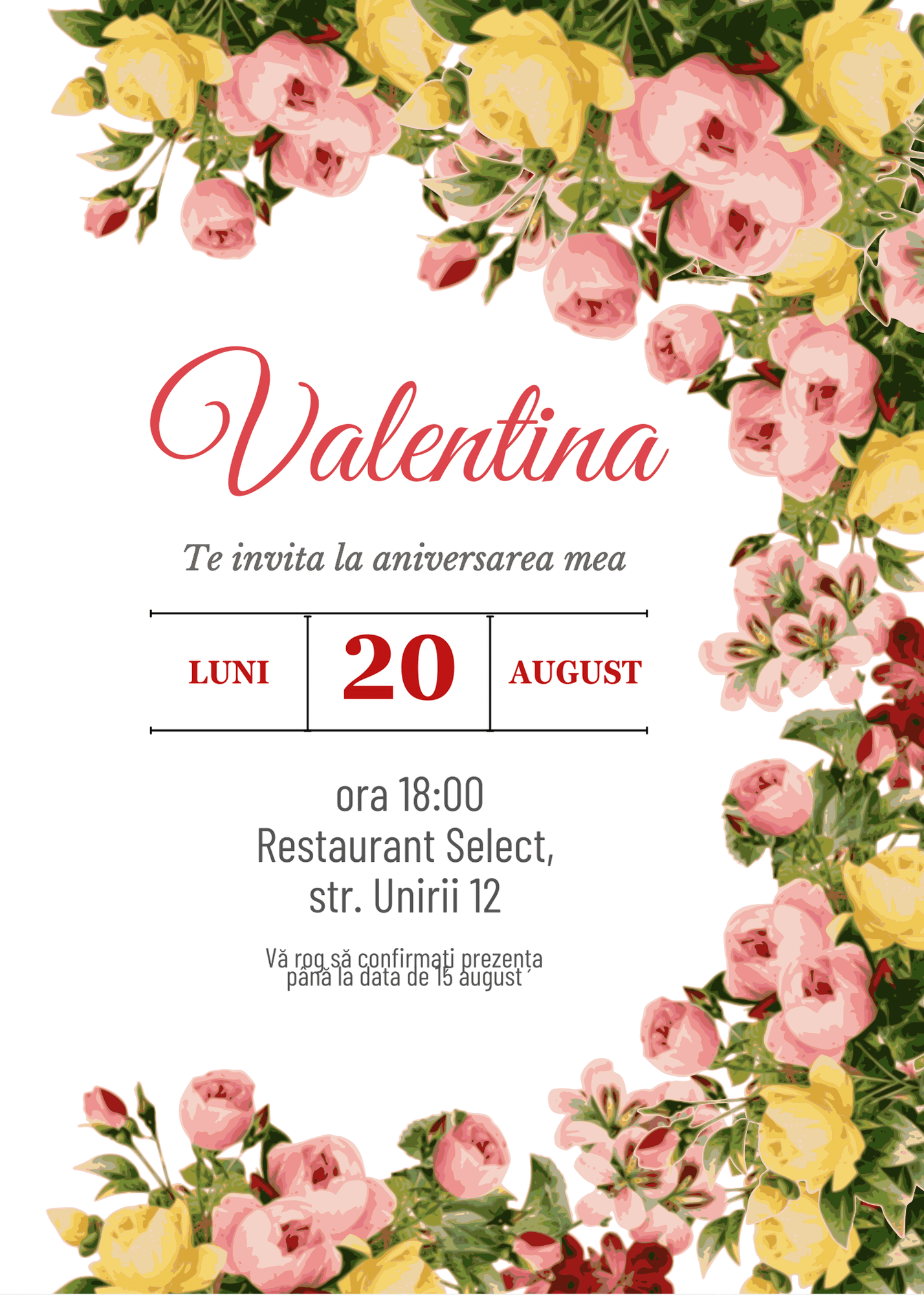 Invitatie digitala aniversare model 1