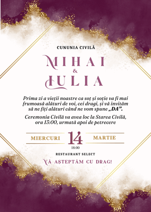 Invitație Digitală Cununie Civilă Model 19