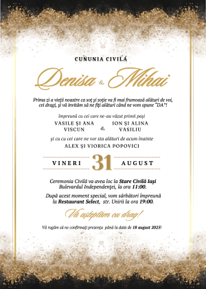 Invitație Digitală Cununie Civilă Model 23