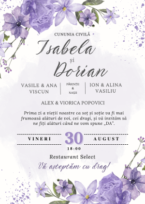 Invitație Digitală Cununie Civilă Model 26