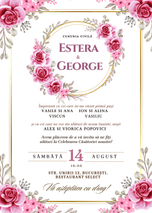 Invitație Digitală Cununie Civilă Model 28