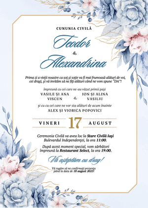 Invitație Digitală Cununie Civilă Model 3