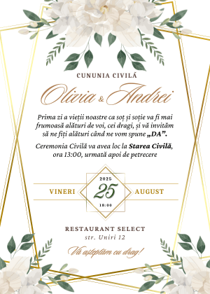 Invitație Digitală Cununie Civilă Model 6