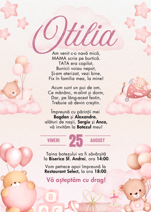 Invitație Digitală Botez Model 12