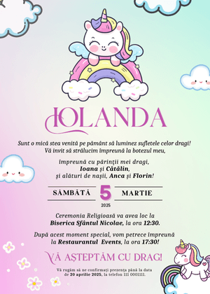 Invitație Digitală Botez Model 14