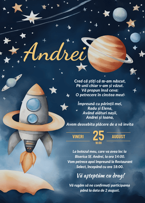 Invitație Digitală Botez Model 15