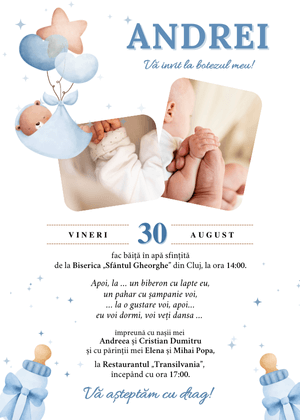 Invitație Digitală Botez Model 19