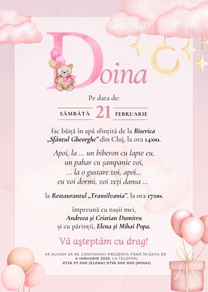 Invitație Digitală Botez Model 20