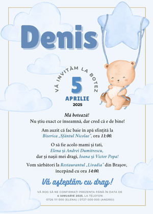 Invitație Digitală Botez Model 23