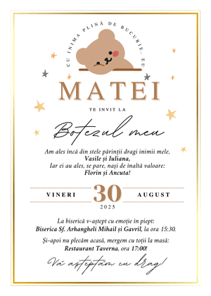 Invitație Digitală Botez Model 27