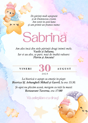 Invitație Digitală Botez Model 28