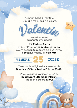 Invitație Digitală Botez Model 29