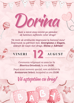 Invitație Digitală Botez Model 32