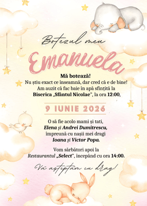 Invitație Digitală Botez Model 34