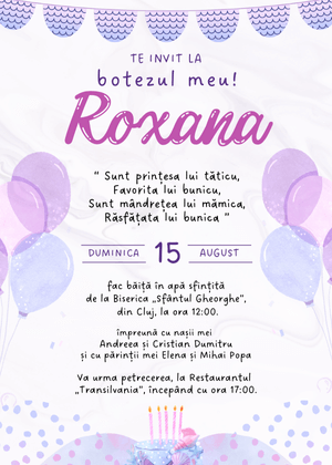 Invitație Digitală Botez Model 42