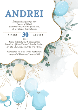 Invitație Digitală Botez Model 43
