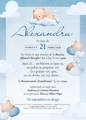 Invitație Digitală Botez Model 47