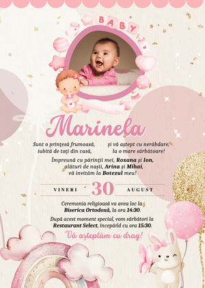 Invitație Digitală Botez Model 6