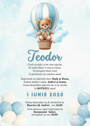 Invitație Digitală Botez Model 7