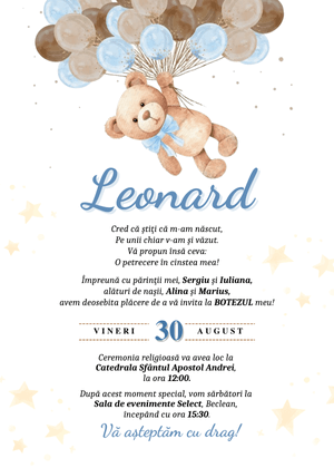 Invitație Digitală Botez Model 9