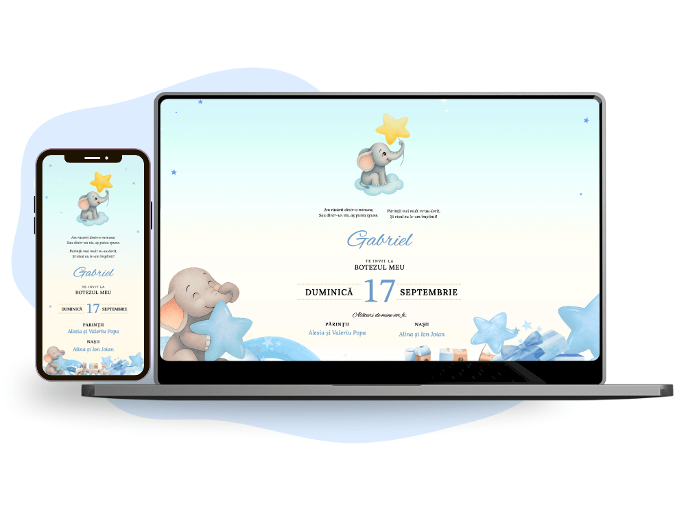 invitatie botez cu elefant